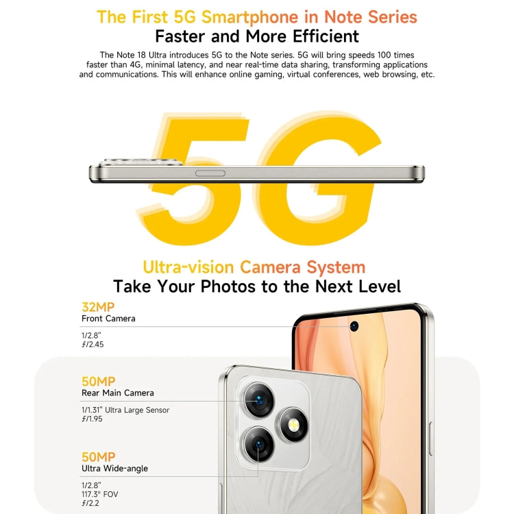 Ulefone Note 18 Ultra, Side Fingerprint, 6.78 inch Android 13 MediaTek Dimensity 720 5G MT6853 Octa Core 2.0GHz, NFC, Network: 5G Ulefone Note 18 Ultra, Side Fingerprint, 6.78 inch Android 13 MediaTek Dimensity 720 5G MT6853 Octa Core 2.0GHz, NFC, Network: 5G